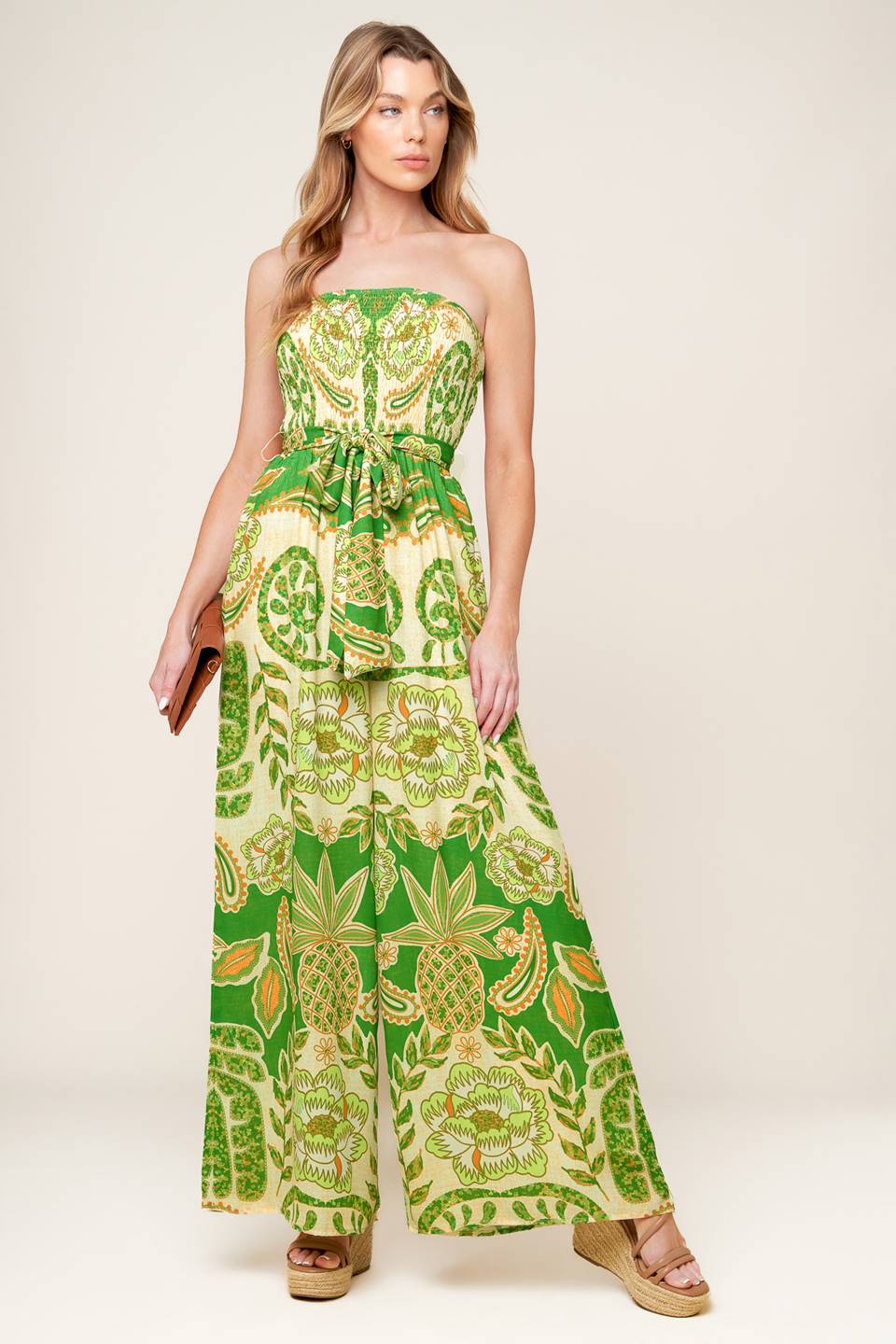 Flying Tomato Paisley Wide Leg Jumpsuit