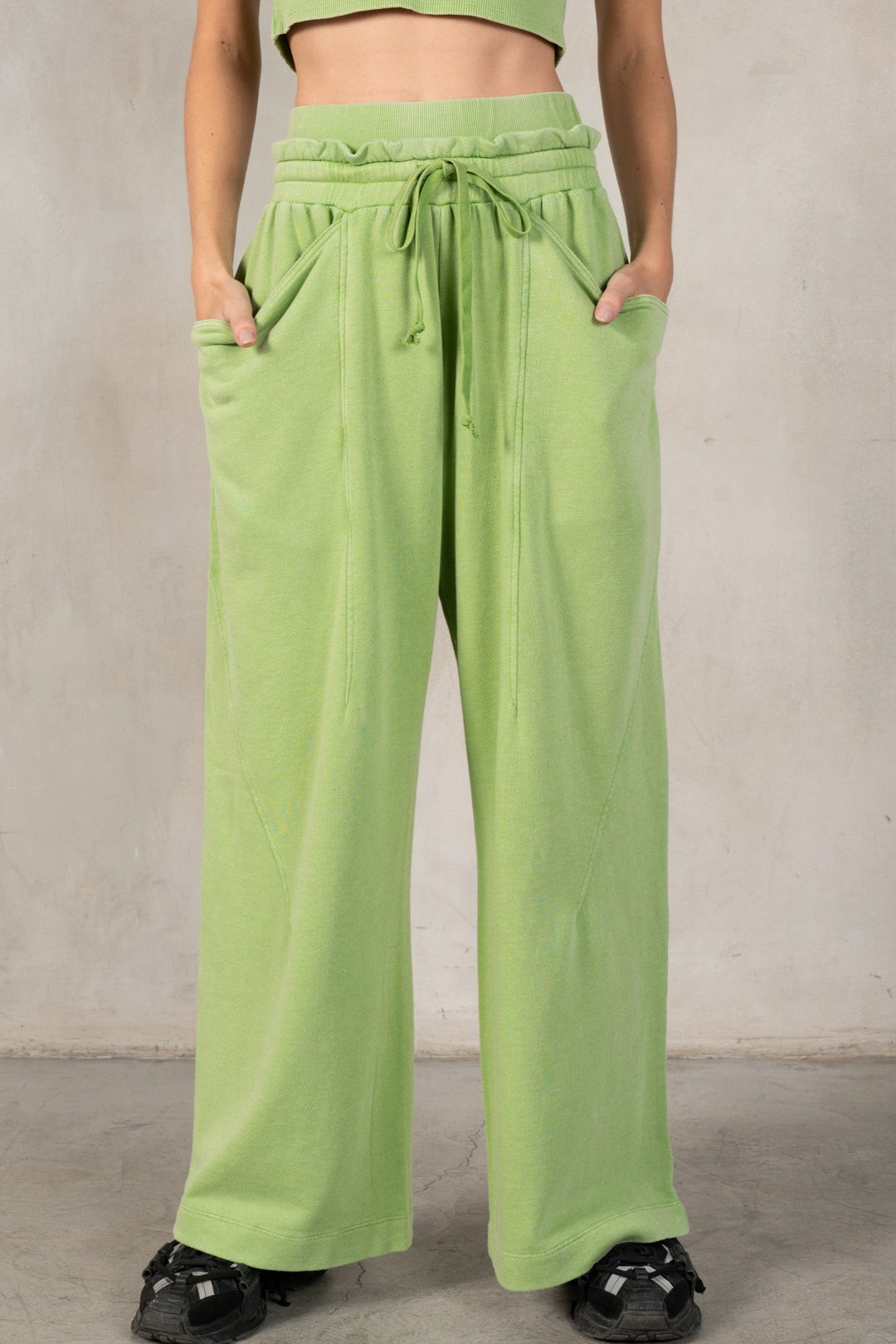 La La Mia Double Layer Paper Bag Waistband Sweatpants