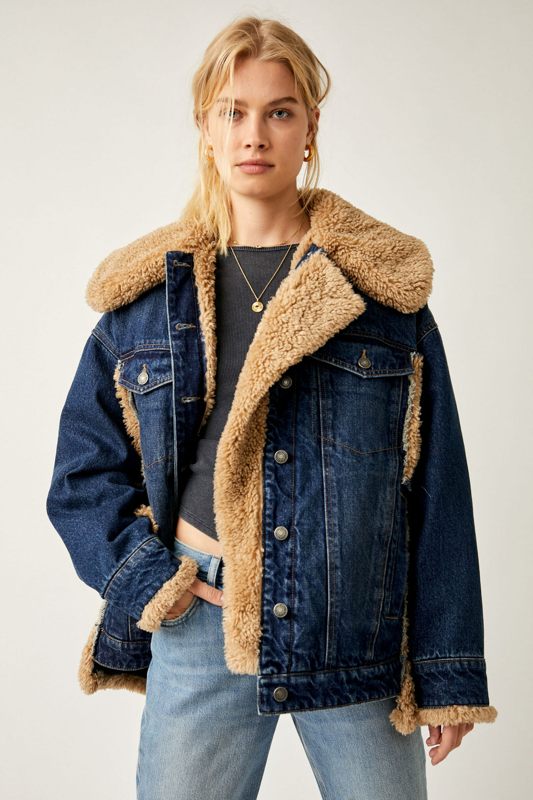 Free People Holly Cozy Jeansjacke
