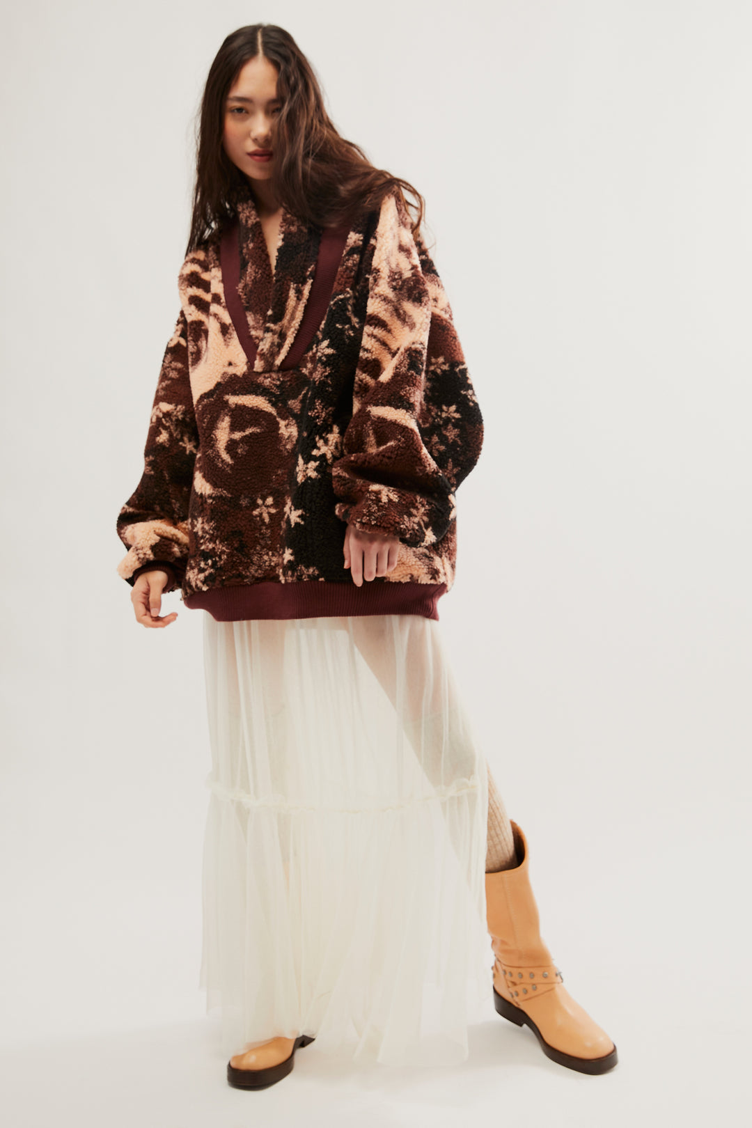 Free People Rosie bedruckte Sherpa-Jacke