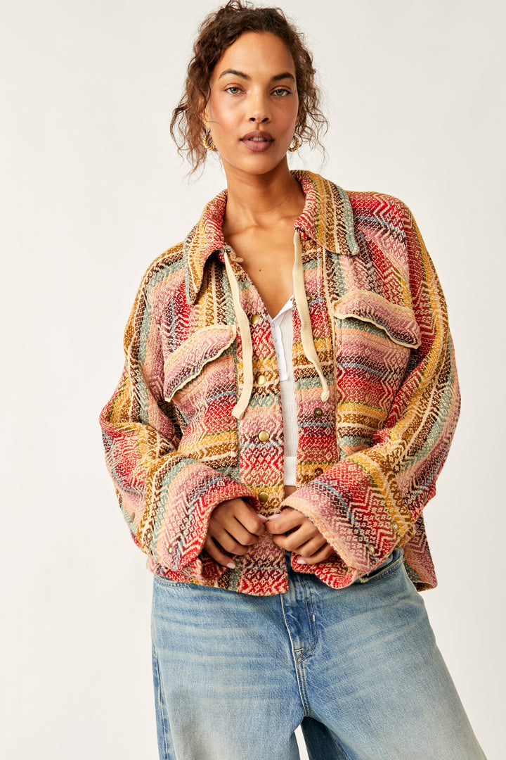 Free People Button-Down mit Regenbogenstrahlen