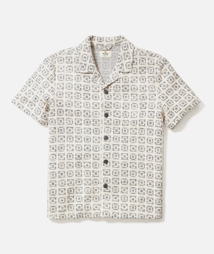 Marine Layer Archive Cam Jacquard Resort Shirt