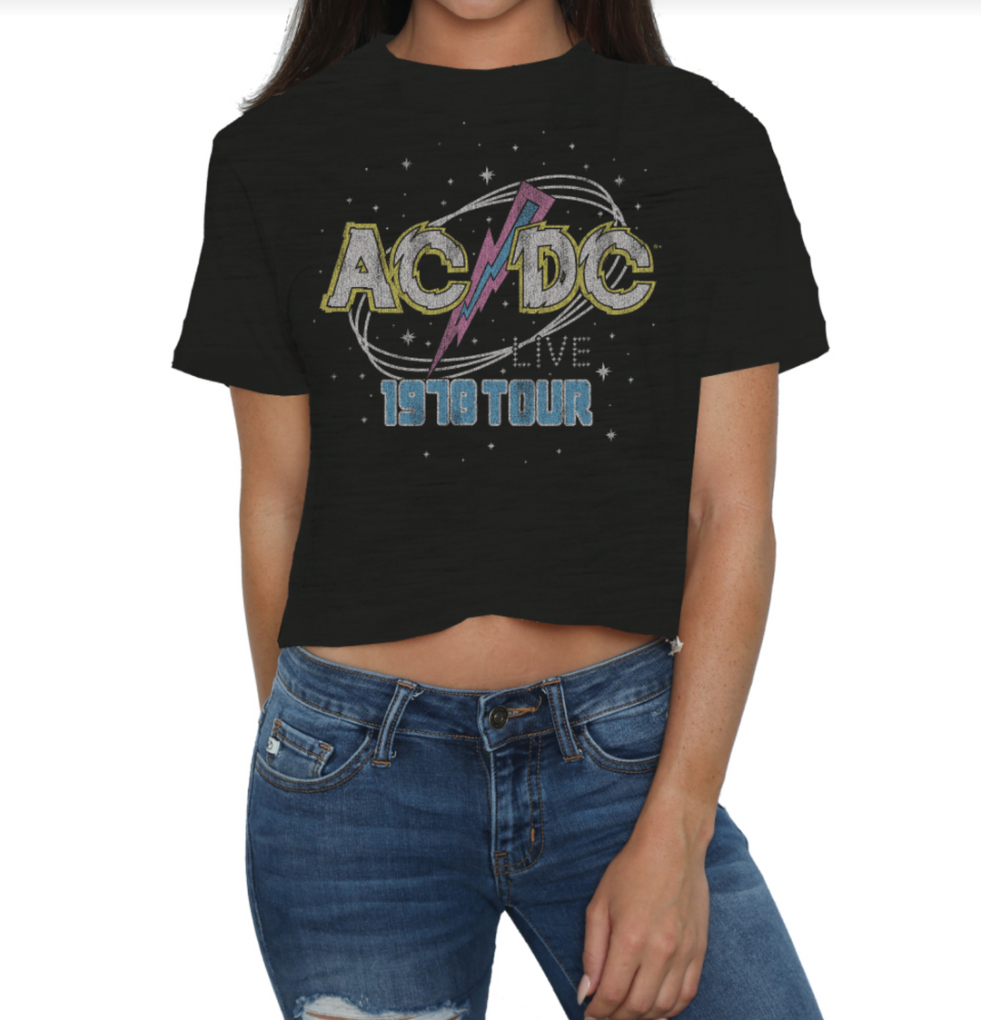 Retro Brand ACDC World Tour Womens Slub Crop