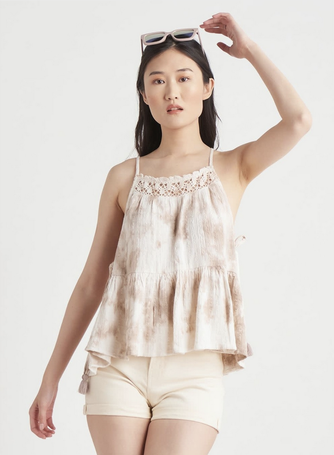 Dex Crochet Detail Peplum Tank