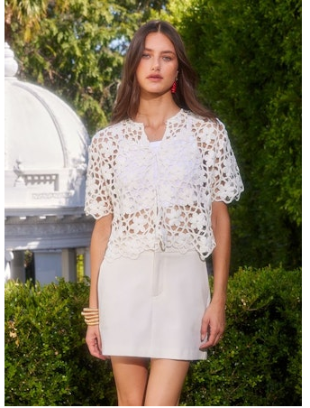 Fifteen Twenty Kamille Crochet Shirt Sweater