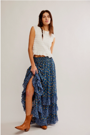 Free People Brynn Printed Maxi Skirt