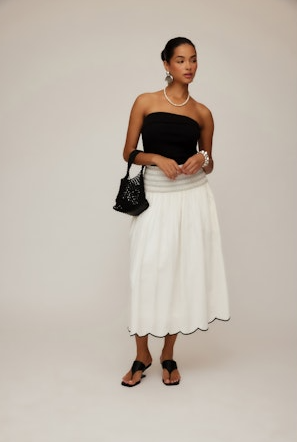 Fifteen Twenty Elsa Smocked Waist Midi Skirt