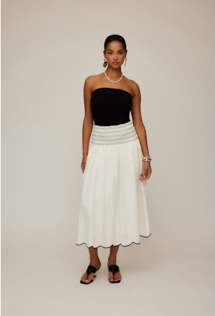 Fifteen Twenty Elsa Smocked Waist Midi Skirt