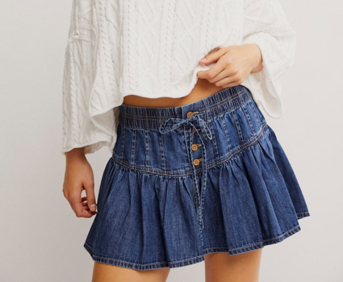 Free People Roselle Denim Mini Skirt