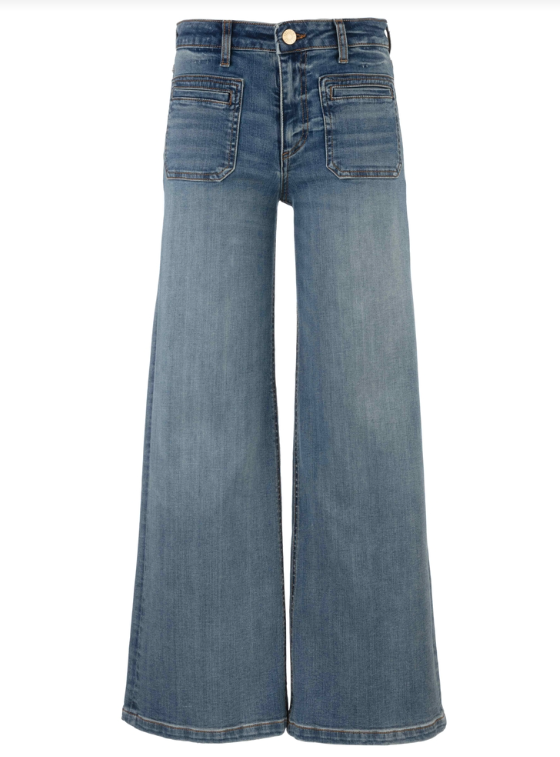 Kut High Rise Wide Leg Front and Back Patch Pocket Jean