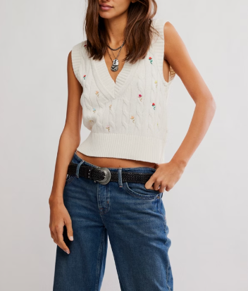 Free People Plumeria Floral Vest
