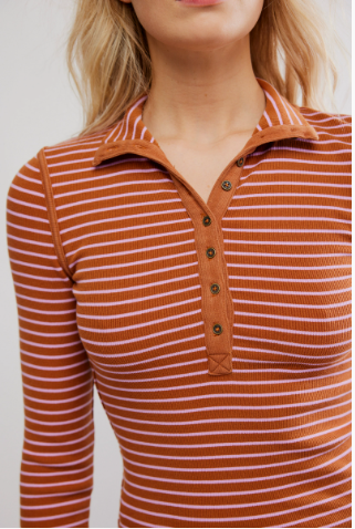 Free People Lake Henley Stripe Tee