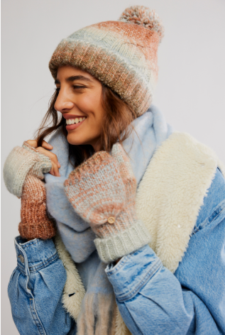 Free People Rainbow Run Hat and Glove Set