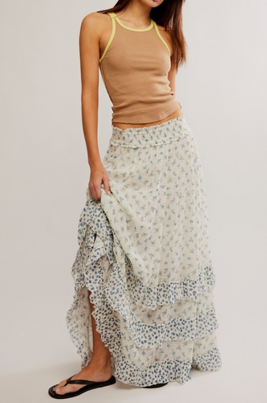 Free People Brynn Printed Maxi Skirt