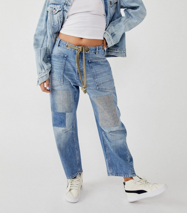 Free People Moxie Low Slung Pull On Barrel Jean