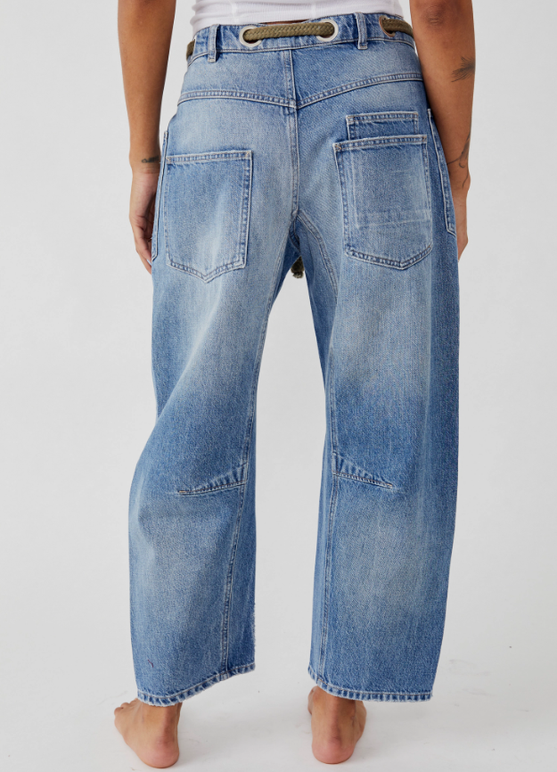 Free People Moxie Low Slung Pull On Barrel Jean