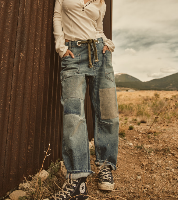 Free People Moxie Low Slung Pull On Barrel Jean