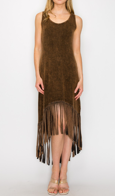Dexterous Fringe Maxi Dress Black / M Dexterous Fringe Maxi Dress Black / M