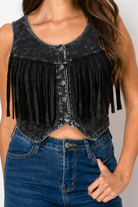 Dexterous Fringe Button Up Tank