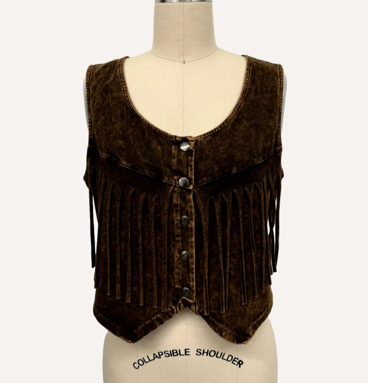 Dexterous Fringe Button Up Tank