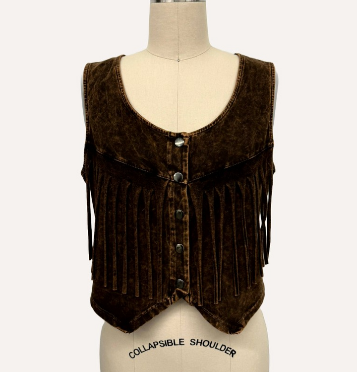 Dexterous Fringe Button Up Tank