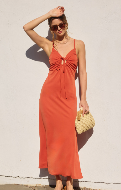 Dress Forum Knit Tie Front Maxi Dress Sunset Orange / L