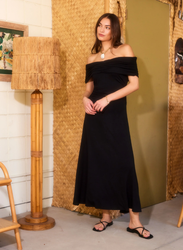 Fifteen Twenty Ella Off The Shoulder Midi Dress Black / M