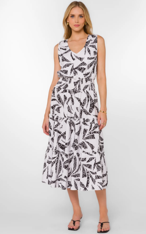 Velvet Heart Women's V-Neck Sleeveless Ruffle Midi Dress - White - Casual Dresses Velvet Heart Women's V-Neck Sleeveless Ruffle Midi Dress - White - Casual Dresses