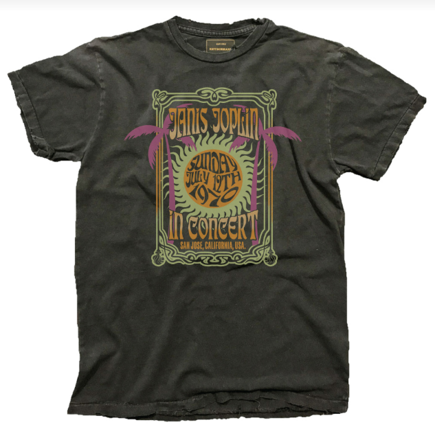 Retro Brand Janis Joplin In Concert Black Label Tee