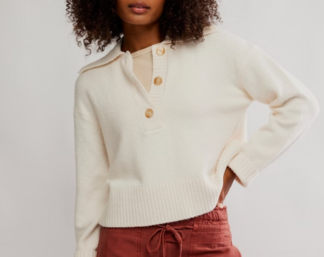 Free People Trading Up Polo Sweater