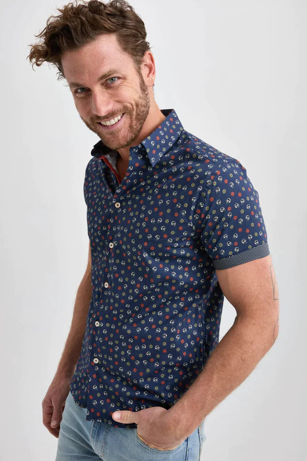 Stone Rose Skulls Poplin Stretch Ss Shirt