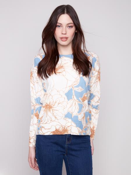 Charlie B Printed Sweater With Side Buttons