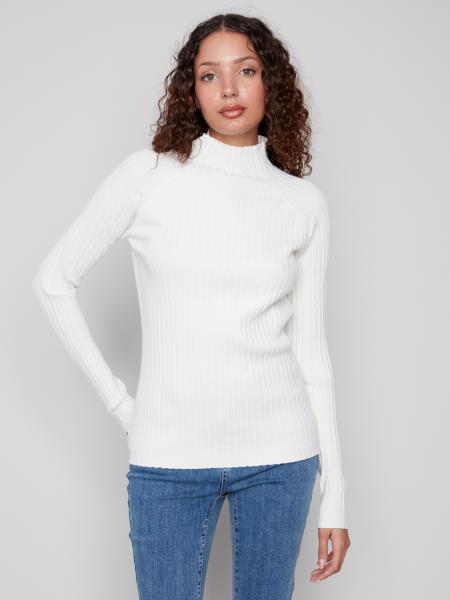 Charlie B Ribbed Knit Mock Neck Sweater