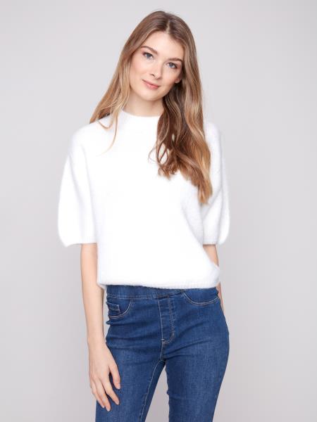 Charlie B Elbow Sleeve Balloon Shape Sweater