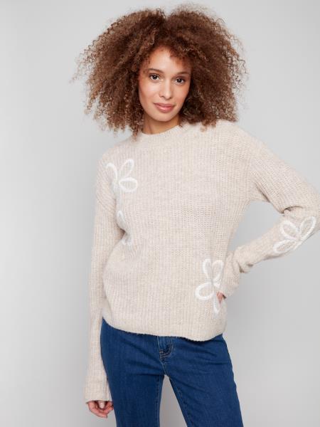 Charlie B Mock Neck Sweater With Soutache Detail