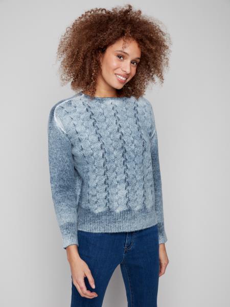 Charlie B Crew Neck Sweater With Front Stitch Detail