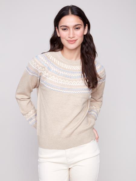 Charlie B Apres-Ski Jacquard Crew Neck Sweater