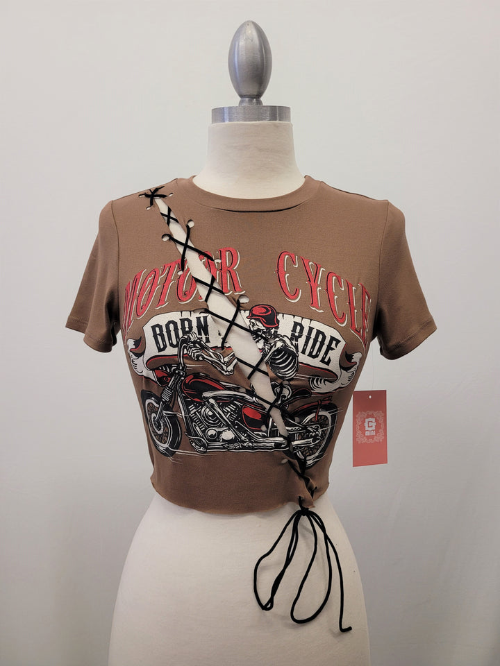 G Mini Motorcycle Cross Lace Crop Top