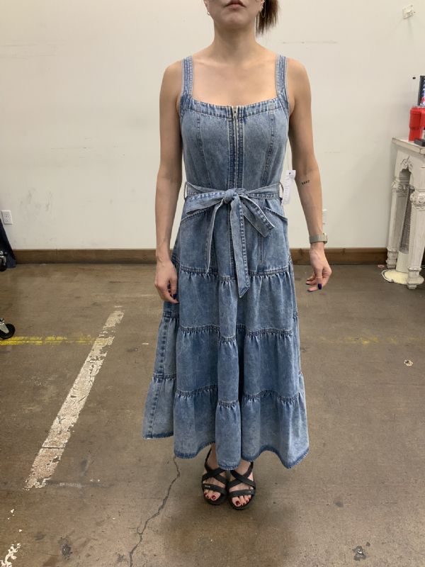 white christmas dresses Flying Tomato Solid Denim Bib Neckline Midi Dress – Dales Clothing for Men  and Women main image 0