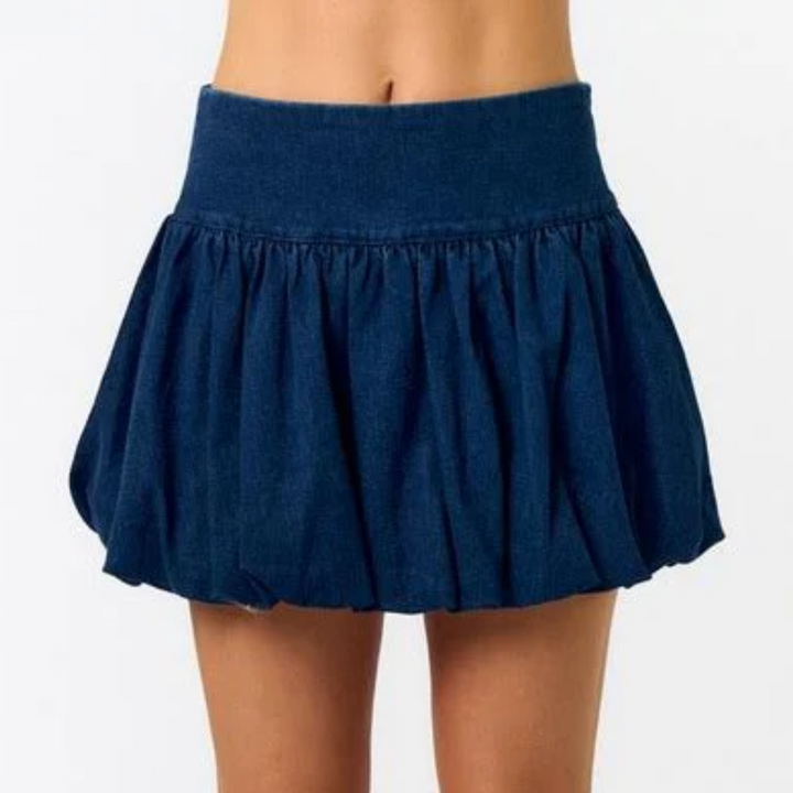 Blue Blush Bubbled Denim Mini Skirt