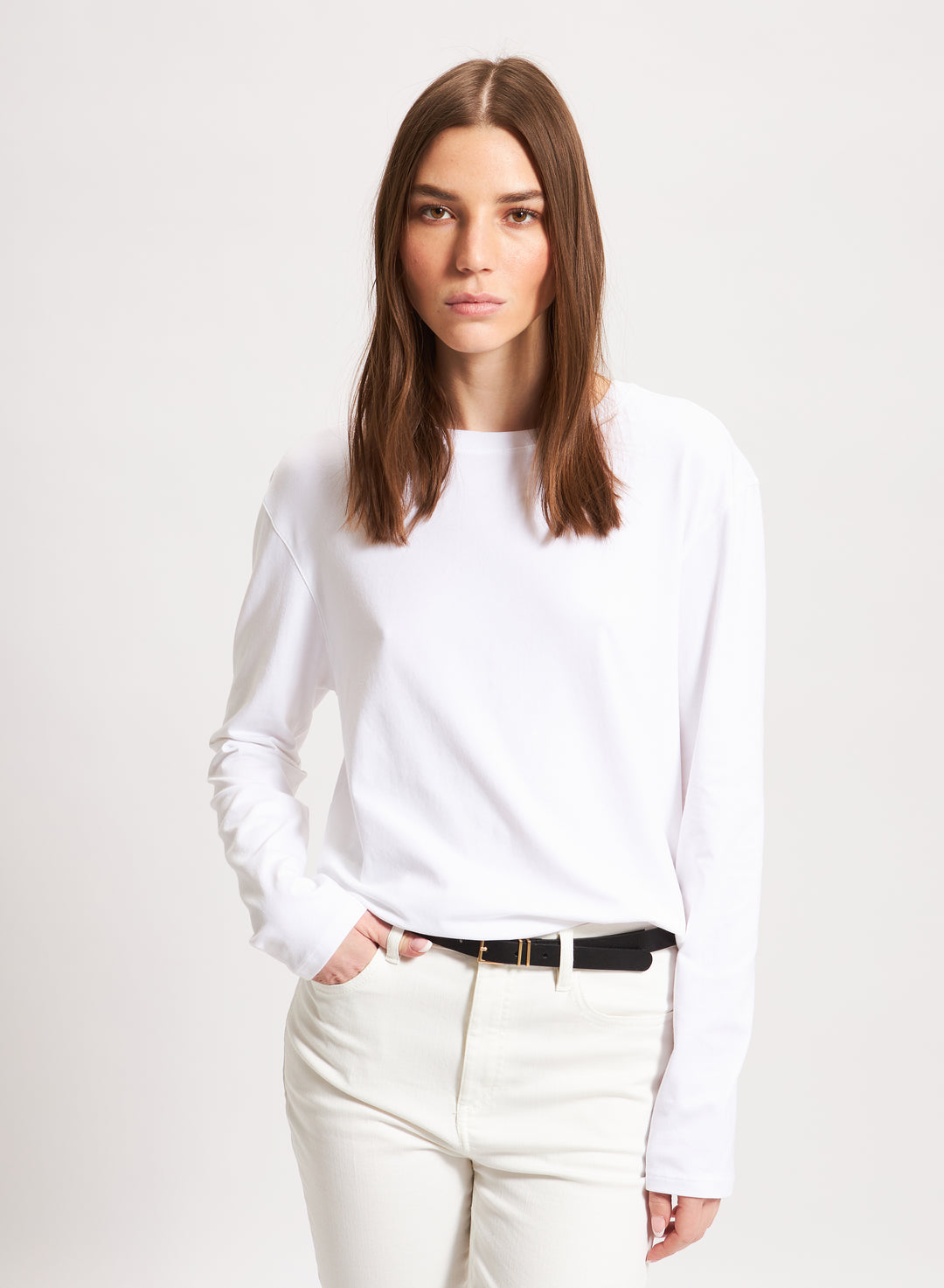 Patrick Assaraf Long Sleeve Iconic Boyfriend Crew