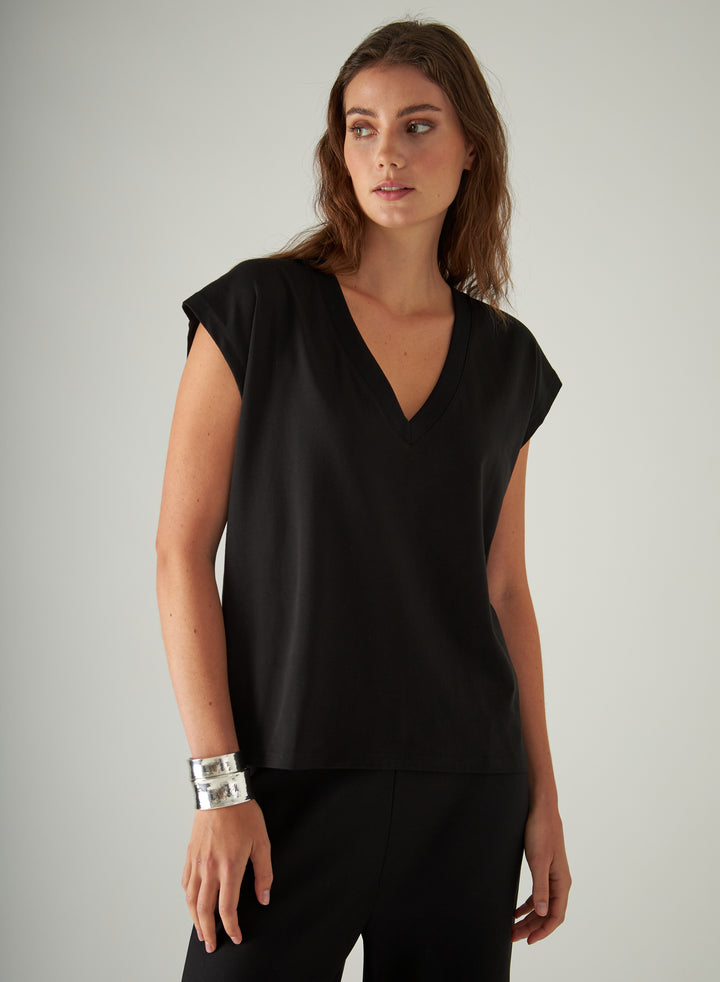 Patrick Assaraf Iconic V-Neck Dolman Tee