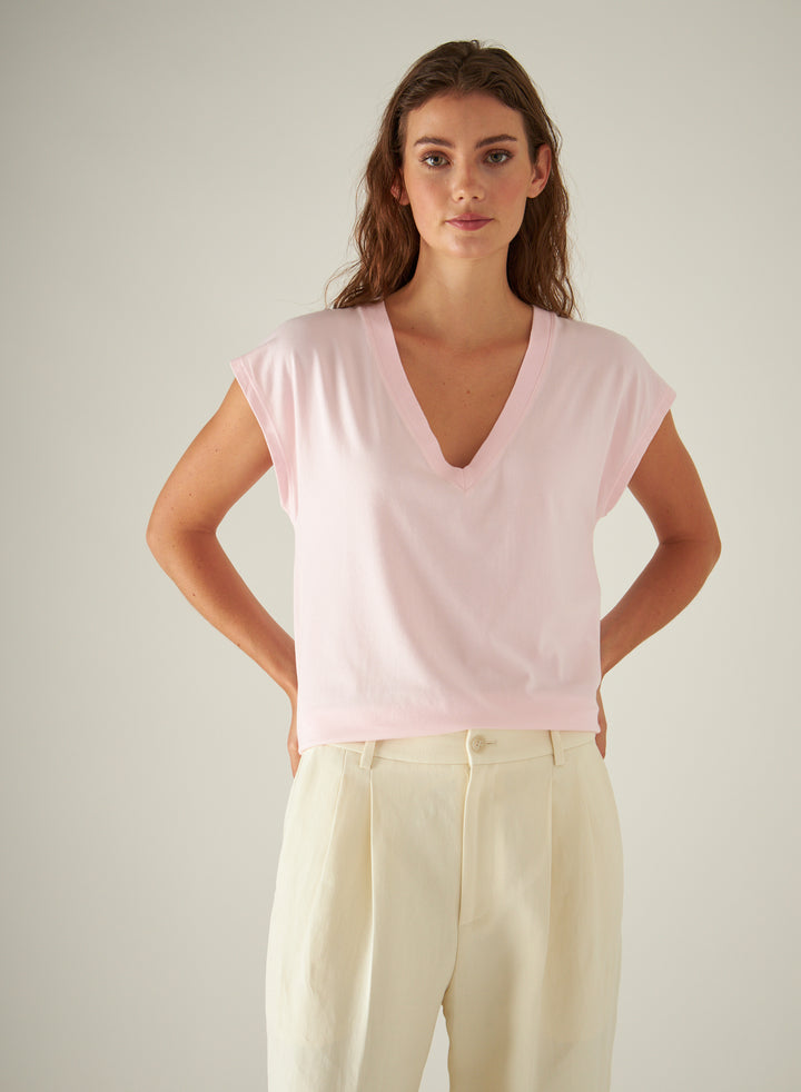 Patrick Assaraf Short Sleeve Iconic Sublime V-Neck Dolman Tee