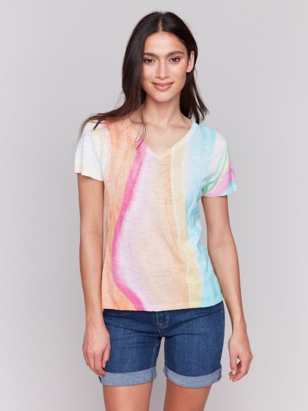 Charlie B Short Sleeve Linen Blend Shirt
