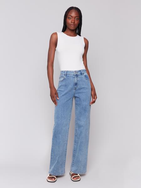 Charlie B Chloe Wide Leg 5 Pocket Stretch Denim