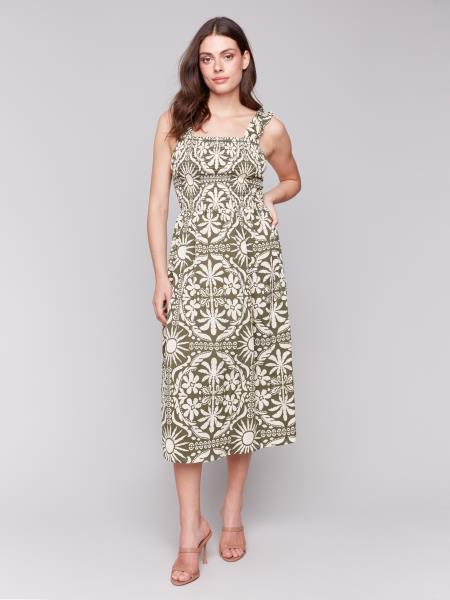 Charlie B Printed Dress with Shirring Detail