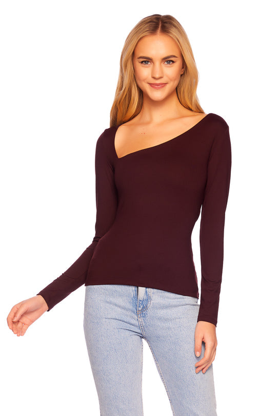 Susana Monaco Diagonal Neck L/S Top
