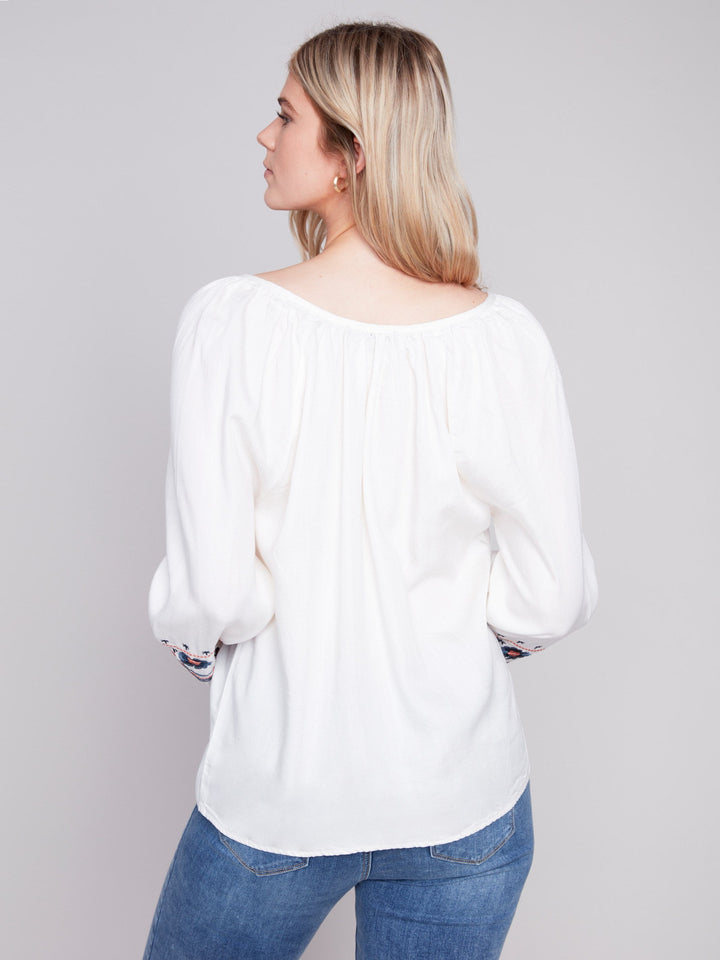 Charlie B Blouse with Elastic at Cuffs