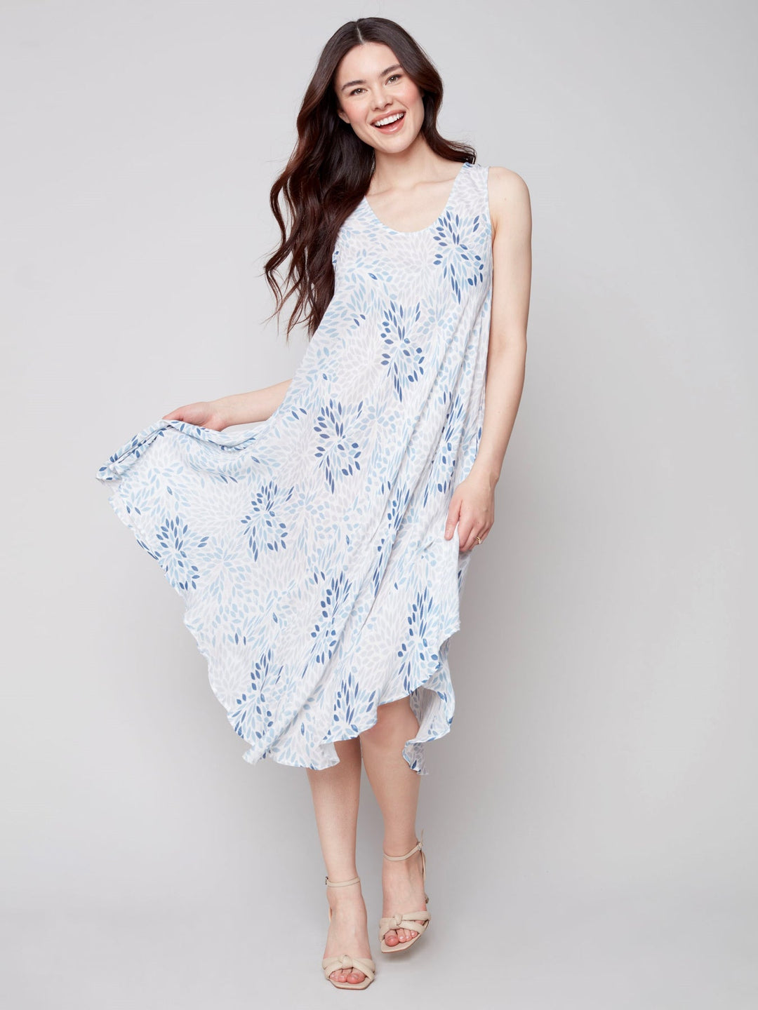Charlie B Printed Sleeveless Flare Rayon Dress