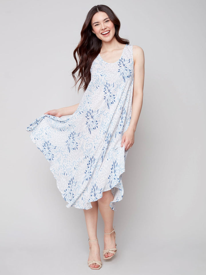 Charlie B Printed Sleeveless Flare Rayon Dress